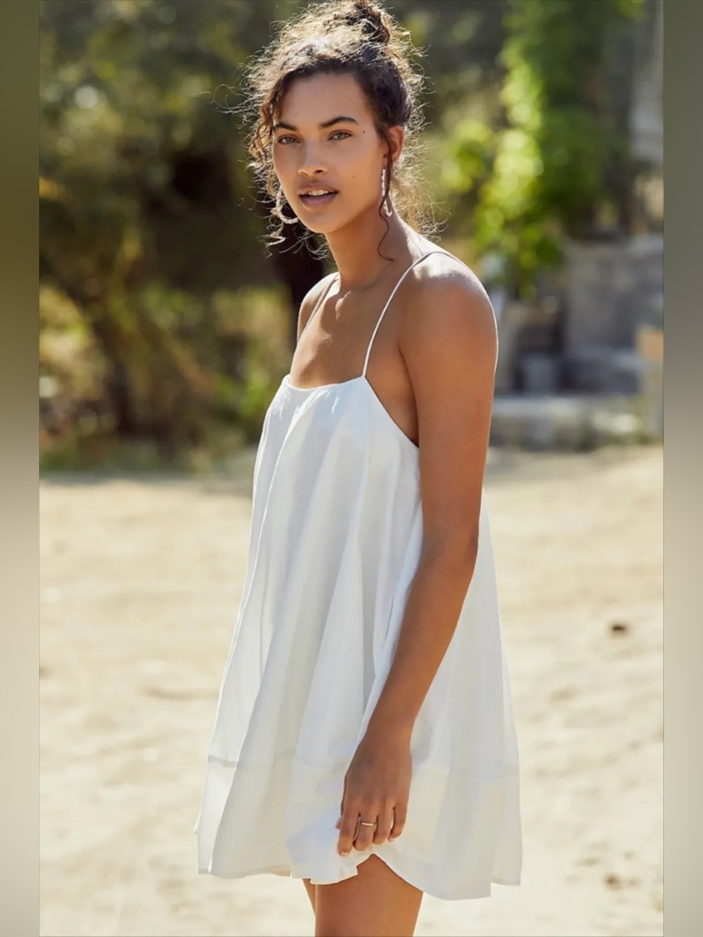 Free People Struttin Mini Cotton Dress White